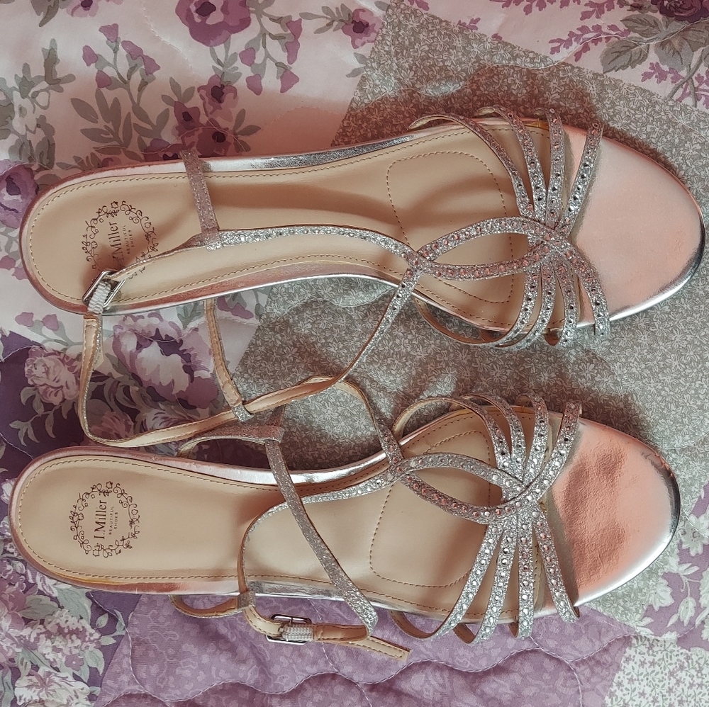 Silver kitten heels